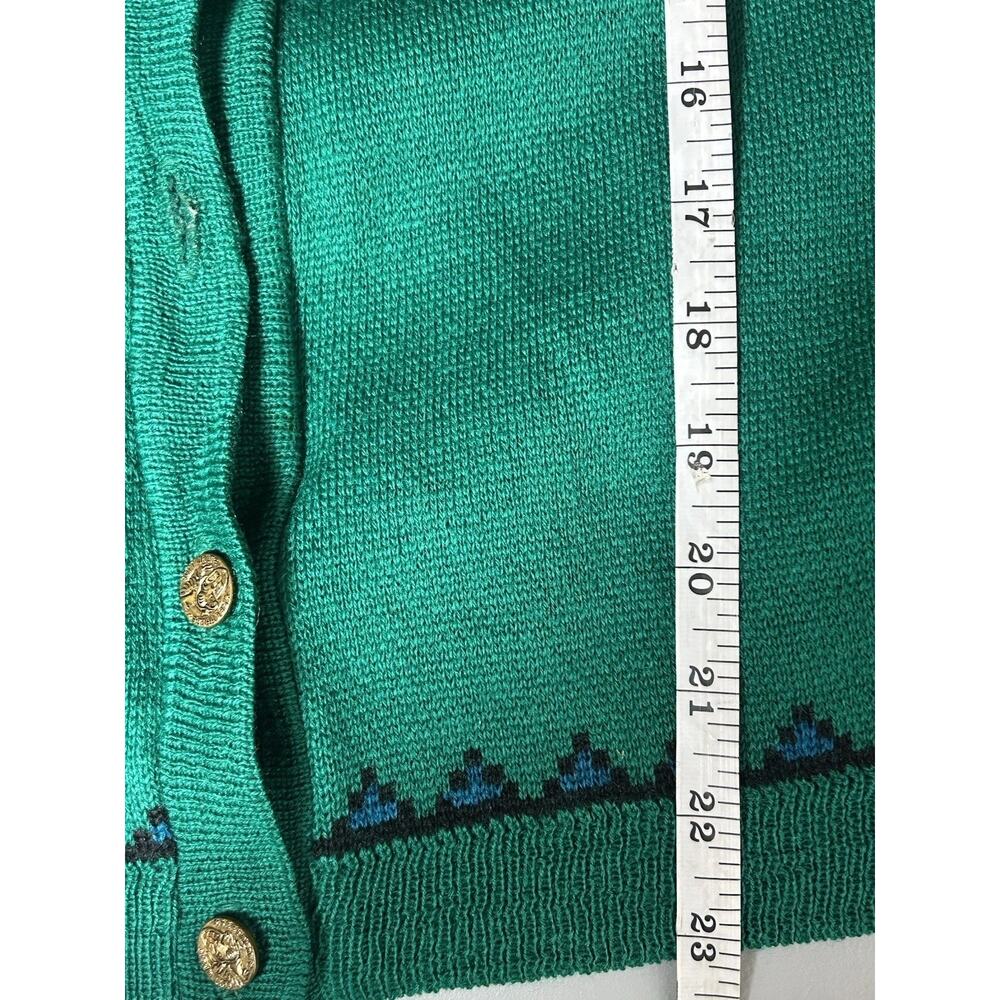 Vintage 50s 60s Kandel Wool Fair Isle Cardigan Sweater Sz L Herringbone Chevron - Picture 9 of 9